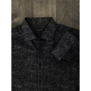 Alexandre London Mens Black Geometric Button Down Long Sleeve Shirt Size 16
